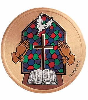 2 Inch in Diameter Round Metal Litho-Print Religious Medallion Insert