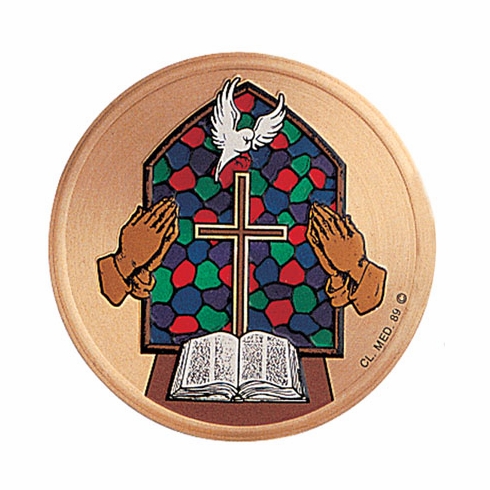 2 Inch in Diameter Round Metal Litho-Print Religious Medallion Insert