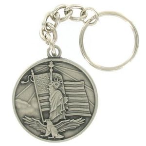 PATRIOTS ANTIQUE SATIN PEWTER KEY CHAIN