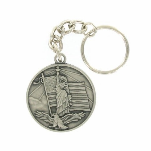 PATRIOTS ANTIQUE SATIN PEWTER KEY CHAIN