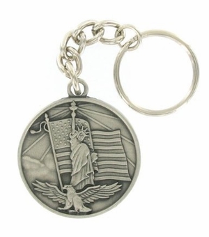 PATRIOTS ANTIQUE SATIN PEWTER KEY CHAIN