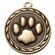 Metal 2-Inch in Diameter Round Paw Print Medal with Cutomizable Back in Multiple Colors