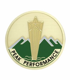 2-Inch in Diameter Round Etched-Enameled Metal Peak Performance Medallion Insert in Gold with Peel-and-Stick Back