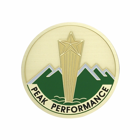 2-Inch in Diameter Round Etched-Enameled Metal Peak Performance Medallion Insert in Gold with Peel-and-Stick Back