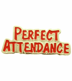 3/8 Inch in Height Enameled Perfect Attendance Pin in Gold