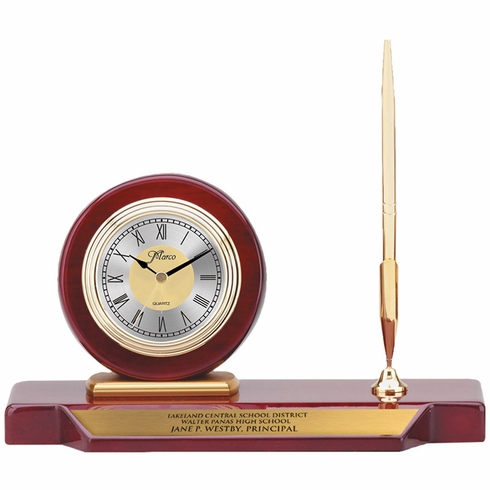PIANO ROSEWOOD DESK CLOCK PEN SET