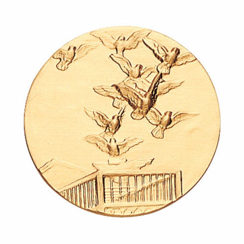 2-Inch in Diameter Round Metal Pigeon Themed Stamped Insert in Gold