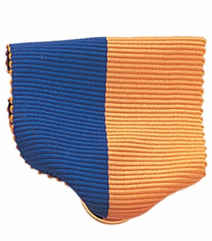 PIN BACK RIBBON, BLUE AND GOLD