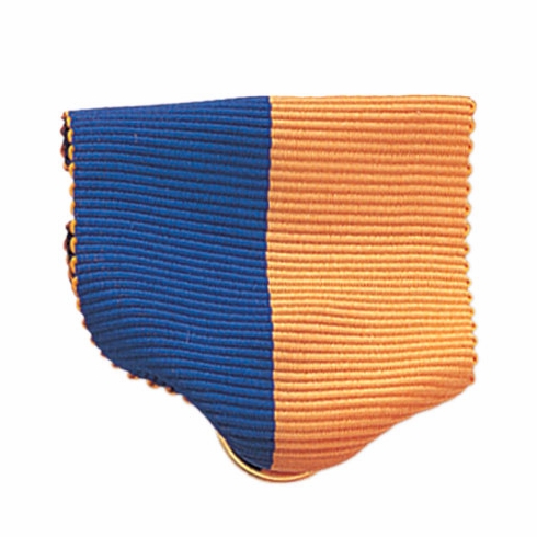 PIN BACK RIBBON, BLUE AND GOLD