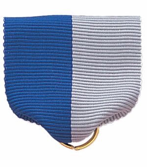 PIN BACK RIBBON, BLUE AND GRAY