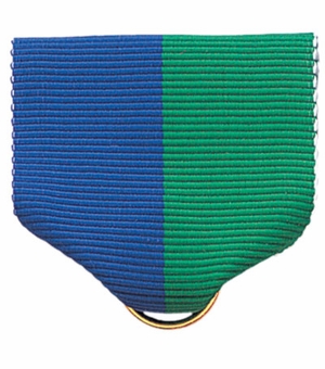 PIN BACK RIBBON, BLUE AND GREEN