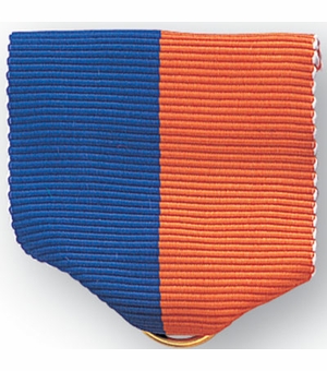 PIN BACK RIBBON,BLUE & ORANGE