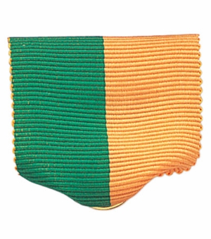 PIN BACK RIBBON, GREEN AND GOLD