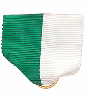PIN BACK RIBBON, GREEN AND WHITE
