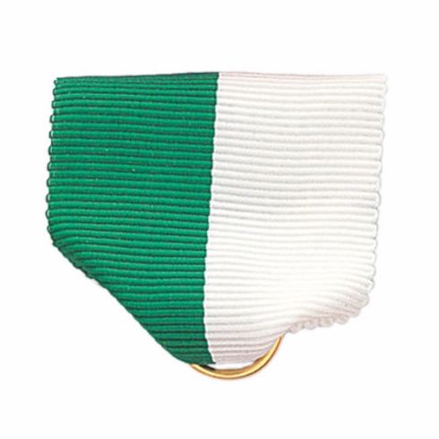 PIN BACK RIBBON, GREEN AND WHITE