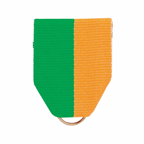 PIN BACK RIBBON GREEN & GOLD