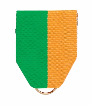 PIN BACK RIBBON GREEN & GOLD