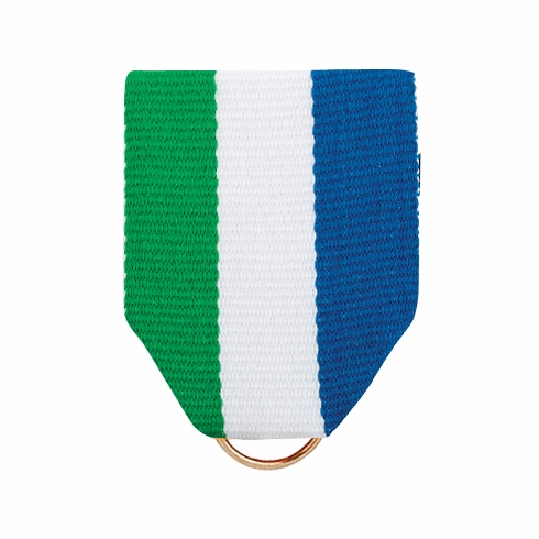 PIN BACK RIBBON GREEN-WHITE-BLUE