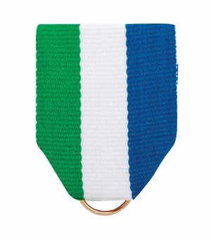 PIN BACK RIBBON GREEN-WHITE-BLUE