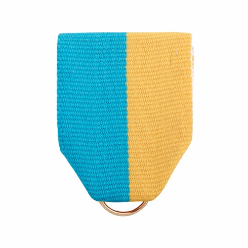 PIN BACK RIBBON LIGHT BLUE/GOLD
