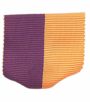 PIN BACK RIBBON, PURPLE AND GOLD