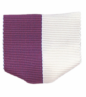 PIN BACK RIBBON, PURPLE AND WHITE