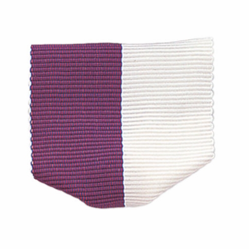 PIN BACK RIBBON, PURPLE AND WHITE