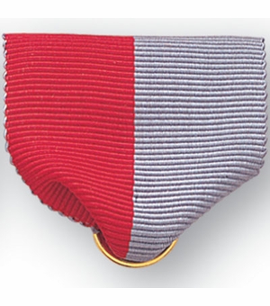 PIN BACK RIBBON, RED AND GRAY