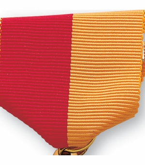 PIN BACK RIBBON, RED/GOLD