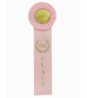 PINK RIBBON, ROSETTE 6TH PLACE 2 INCH  MYLAR