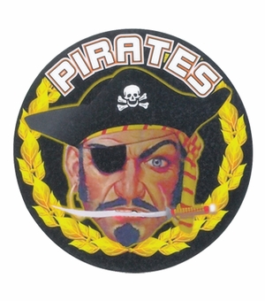 2 Inch in Diameter Round 'Pirates' Themed Sports Insert in Gold with Mylar Detailing