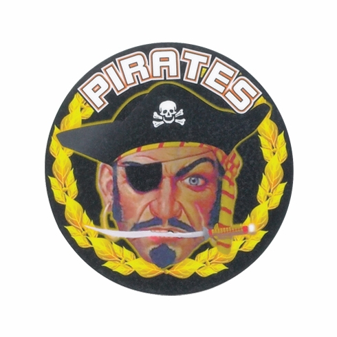 2 Inch in Diameter Round 'Pirates' Themed Sports Insert in Gold with Mylar Detailing