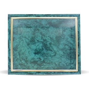 10-1/2 X 13 INCH GREEN PLAQUE HOLDS 8-1/2 X 11 CERTIFICATE, SILVER RAISED BORDER