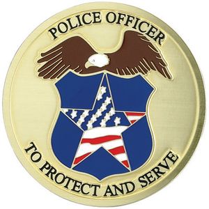 POLICE OFFICER, 2 INCH ETCHED ENAMELED