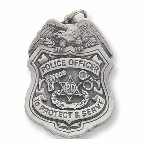 POLICE OFFICER PEWTER KEY CHAIN