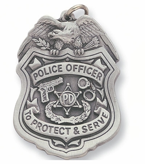 POLICE OFFICER PEWTER KEY CHAIN