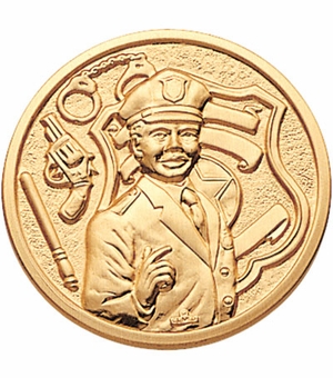 2-Inch in Diameter Round Metal Police and Law Enforcement Themed Stamped Insert in Multiple Colors