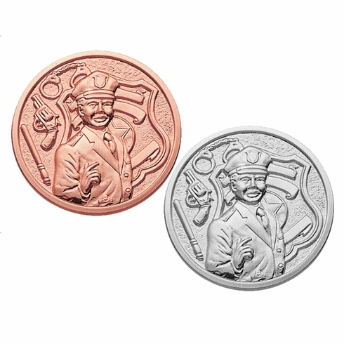 2-Inch in Diameter Round Metal Police and Law Enforcement Themed Stamped Insert in Multiple Colors