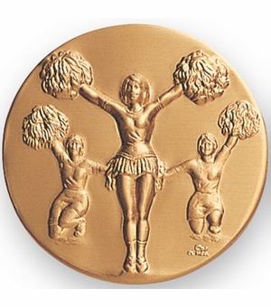 2-Inch in Diameter Round Metal Cheerleading Themed Stamped Insert in Multiple Colors