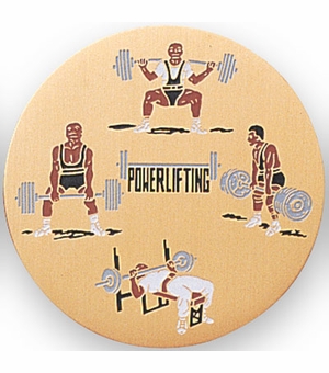 2-Inch in Diameter Round Etched-Enameled Metal Powerlifting Medallion Insert in Gold with Peel-and-Stick Back
