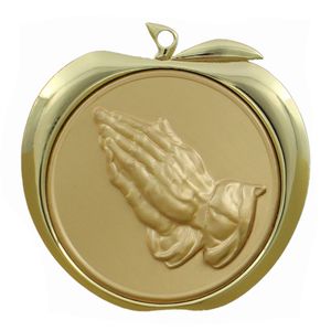 PRAYING HANDS APPLE MEDAL - GOLD, SILVER OR BRONZE