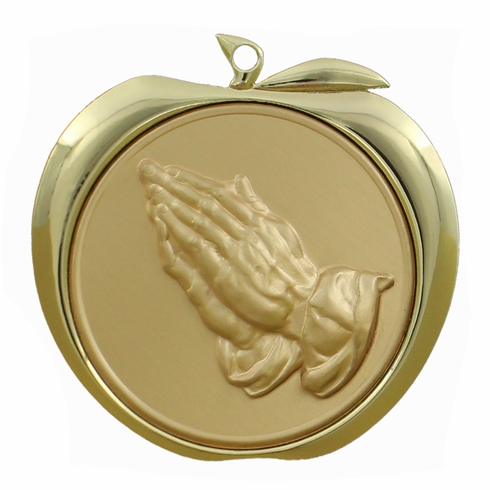 PRAYING HANDS APPLE MEDAL - GOLD, SILVER OR BRONZE