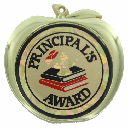 2-1/2 Inch Principal's Award Styled Apple Medal in Gold