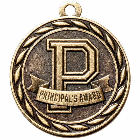 Metal 2-Inch in Diameter Round Principal's Award Medal with Cutomizable Back in Multiple Colors