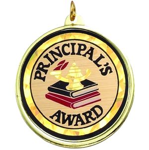 2-1/4 Inch in Diameter Round Principals Award Medal with Mylar Detailing and Customizable Back
