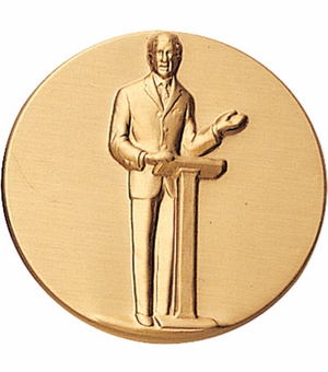 2-Inch in Diameter Round Metal Public Speaker Stamped Insert in Gold or Bronze