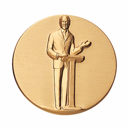 2-Inch in Diameter Round Metal Public Speaker Stamped Insert in Gold or Bronze
