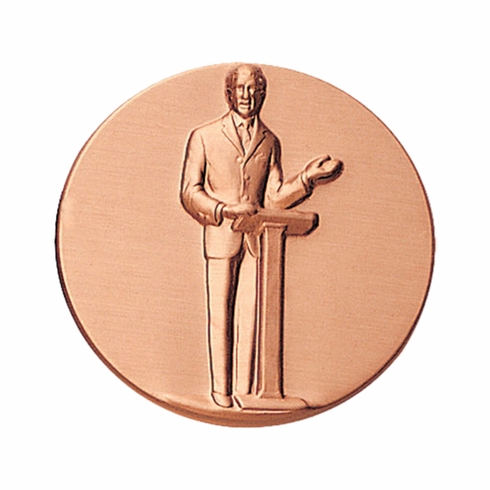 2-Inch in Diameter Round Metal Public Speaker Stamped Insert in Gold or Bronze
