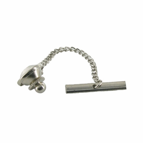 QUALITY TIE TAC CLUTCH AND CHAIN, SILVER