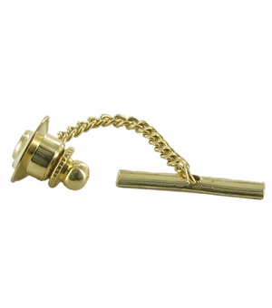 QUALTIY TIE TAC CLUTCH AND CHAIN, GOLD